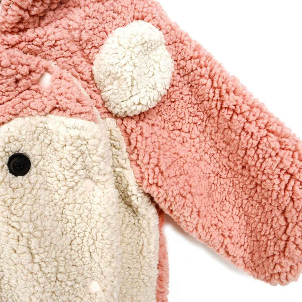 Midimod Newborn Deer Figure Welsoft Footed Jumpsuit - Light Rose