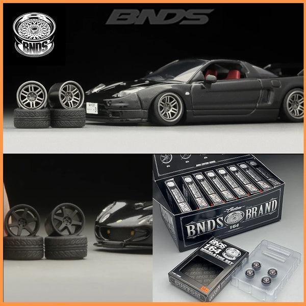 BNDS 1/64 Wheels With Rubber Tires ABS Assembly Rims Modified Parts for 1:64 Model Car VIP Style Detail-up Set New Clearance
