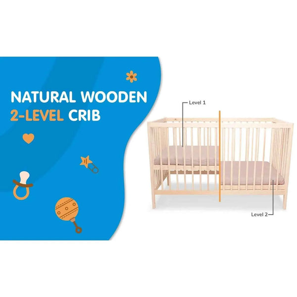 Kukka Natural Wood 2-Level Cot 70x140