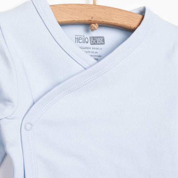 HelloBaby Newborn Organic Wrapover Top-Hat - Blue