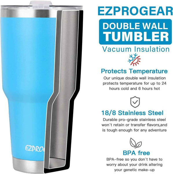 40oz Stainless Steel Beer Tumbler Double Wall Vacuum Insulated with Straw Ezprogear