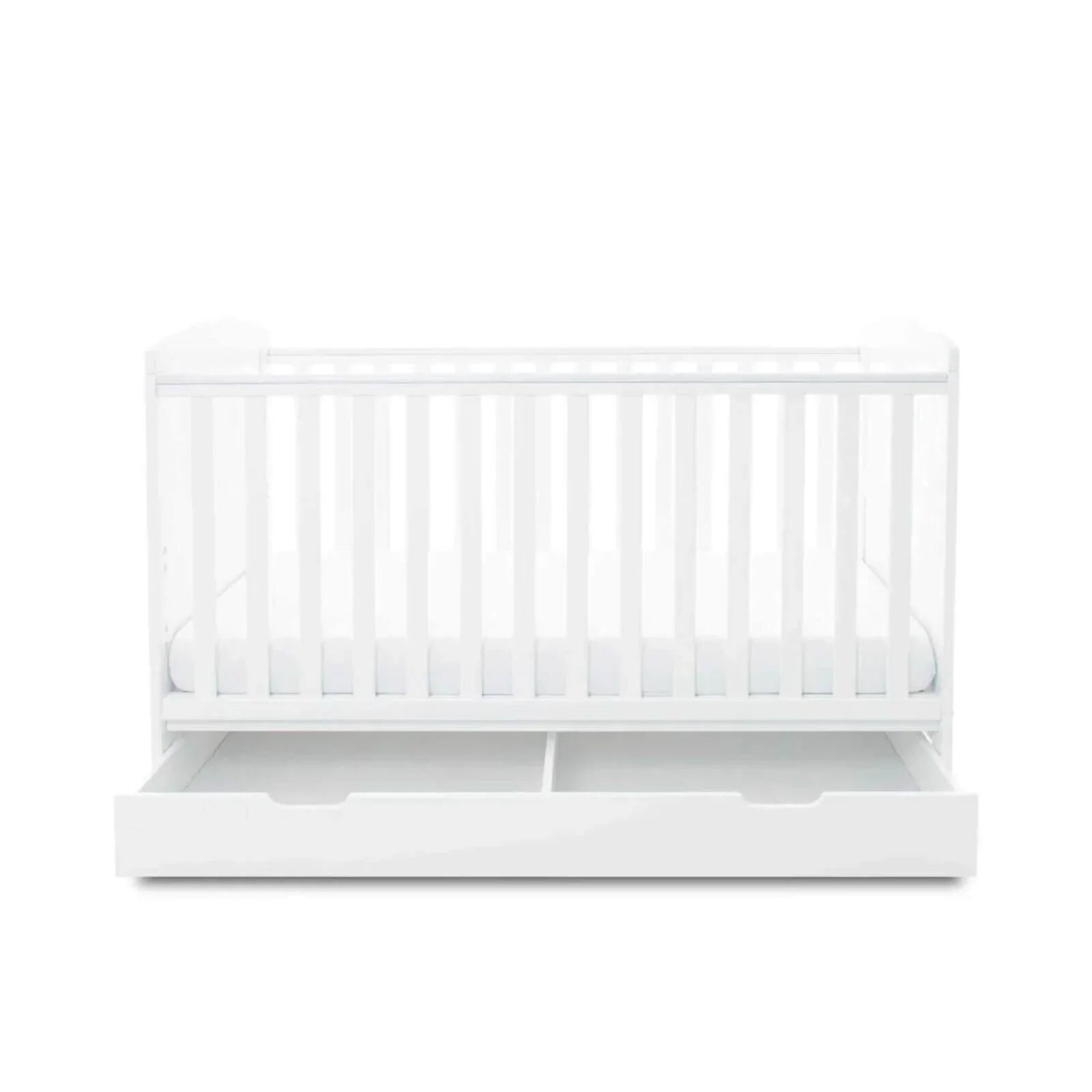 Ickle Bubba Coleby Classic Cot Bed & Under Drawer White - Premium Pocket Sprung Mattress