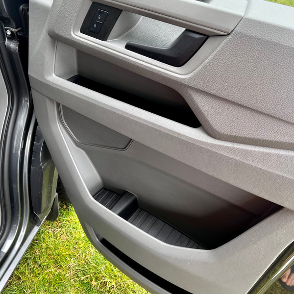 For VW Crafter New Shape Rubber Door Liner Pocket Inserts Black