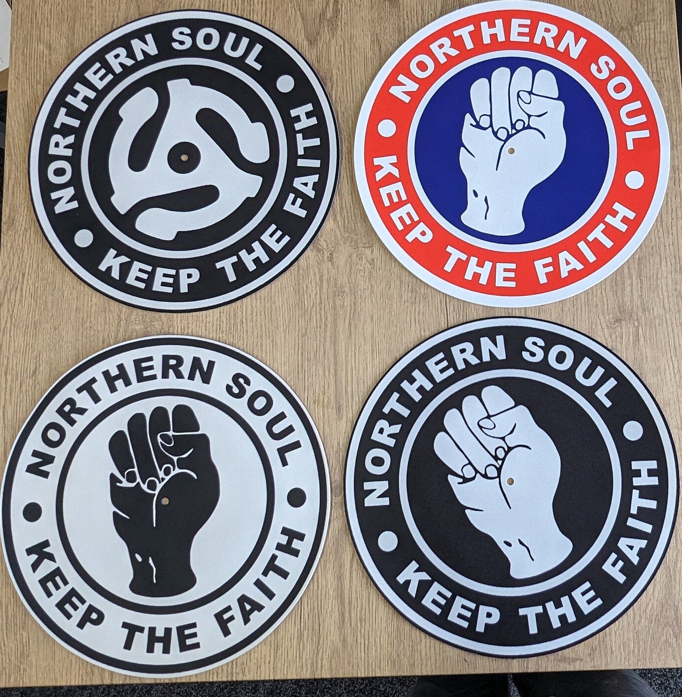 Northern Soul - Red White and Blue - Keep the Faith Slipmat - 7 & 12 inch LP Vinyl DJ Pro Turntable Slip Mat Record Player
