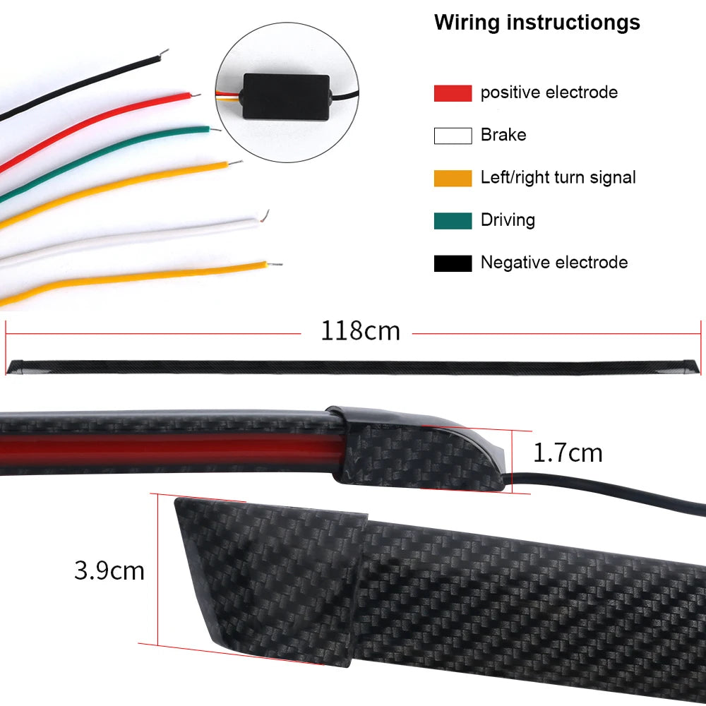 Universal Car Spoiler Led Rear Wing Lights Strip Exterior Parts Trunk Tail Lip Brake Turn With DRL Lamp For Audi Golf Toyota BMW
