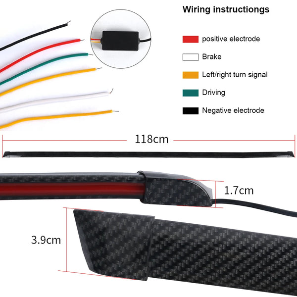 Universal Car Spoiler Led Rear Wing Lights Strip Exterior Parts Trunk Tail Lip Brake Turn With DRL Lamp For Audi Golf Toyota BMW
