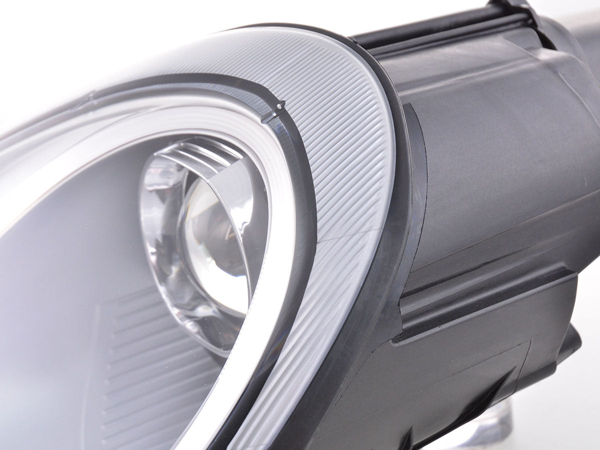 FK Pair LED DRL Halo Lightbar Headlights Porsche Boxster 987 04-08 Silver Grey LHD