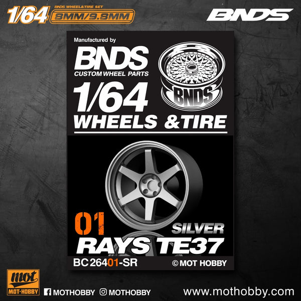BNDS 1/64 Wheels With Rubber Tires ABS Assembly Rims Modified Parts for 1:64 Model Car VIP Style Detail-up Set New Clearance