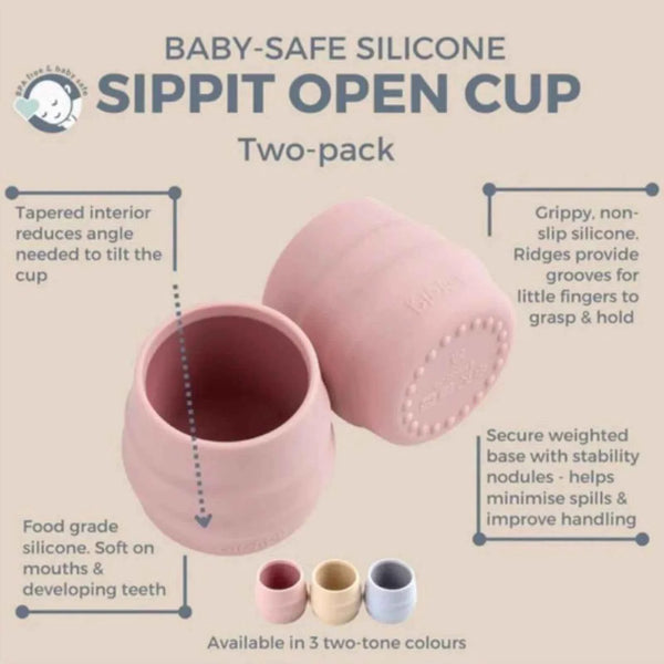 Bibado Sippit Silicone Open Training Cup 6+ months Pack of 2 - Fawn