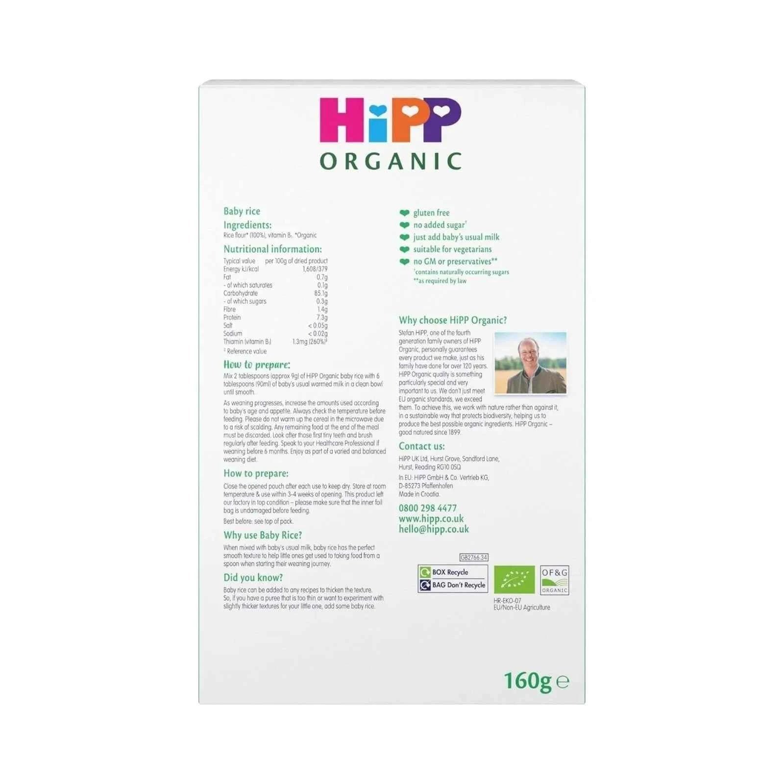 HiPP Organic 100% Baby Rice 6+ months 160g