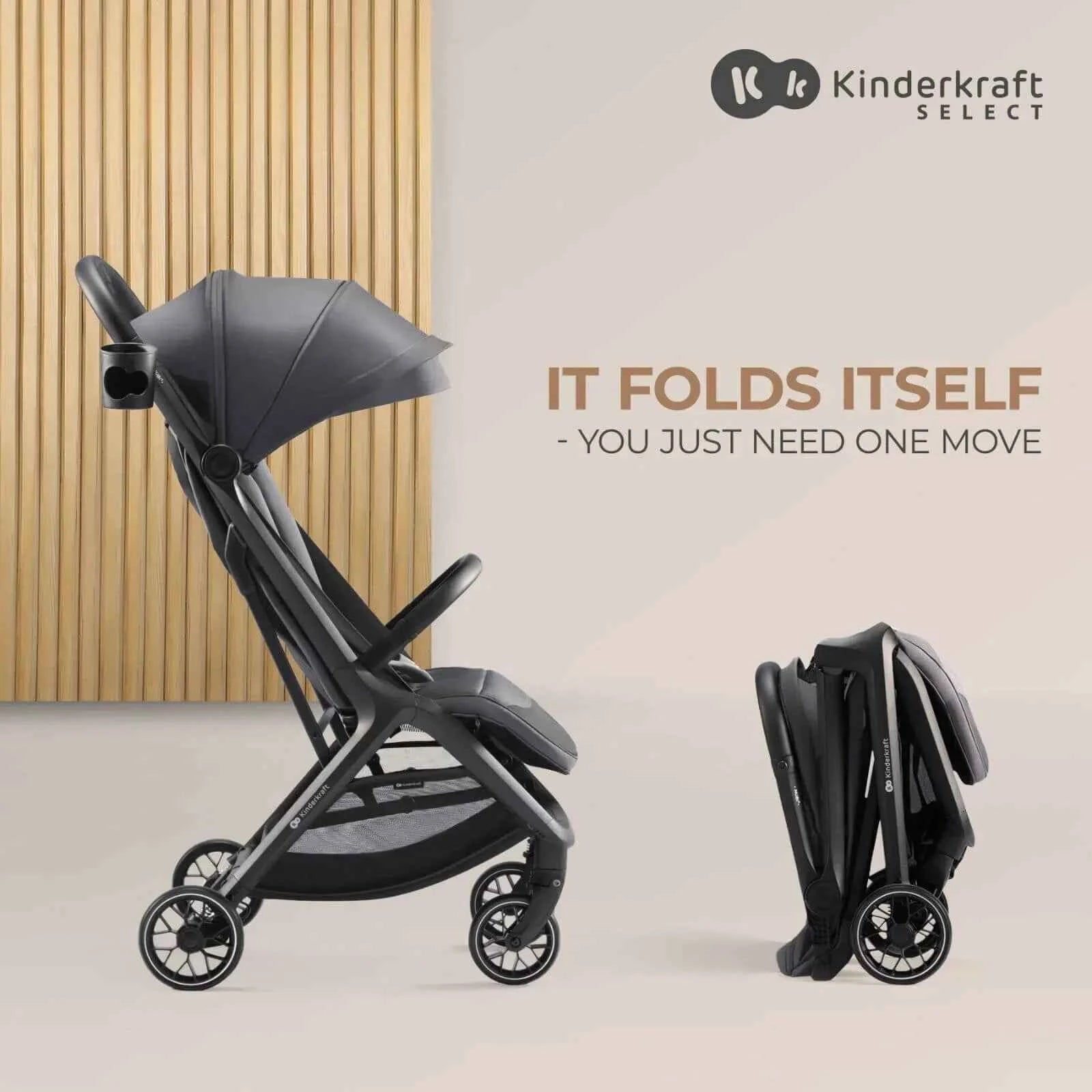 Kinderkraft Nubi 2 Auto-Folding Pushchair - Mystic Green