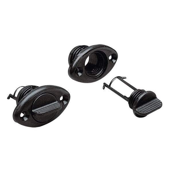 Drain Socket Oval 54×33 mm Captive Plug, Black | 4Boats
