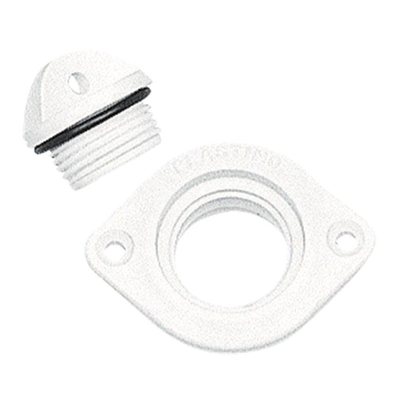 Drain Socket with Plug, Oval 48×36 mm, White | 4Boats