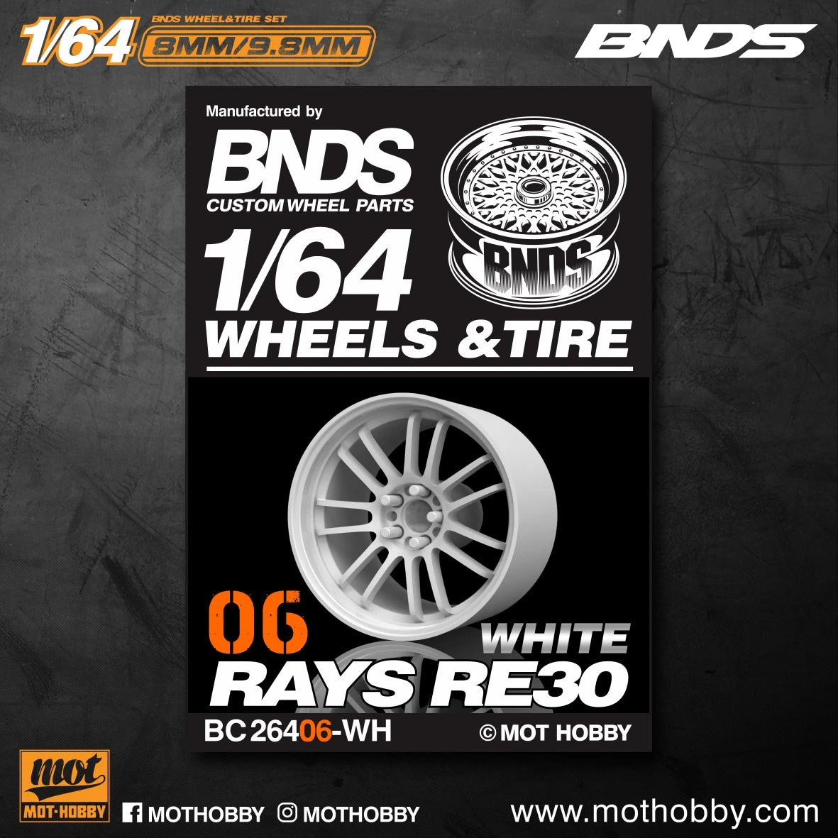 BNDS 1/64 Wheels With Rubber Tires ABS Assembly Rims Modified Parts for 1:64 Model Car VIP Style Detail-up Set New Clearance