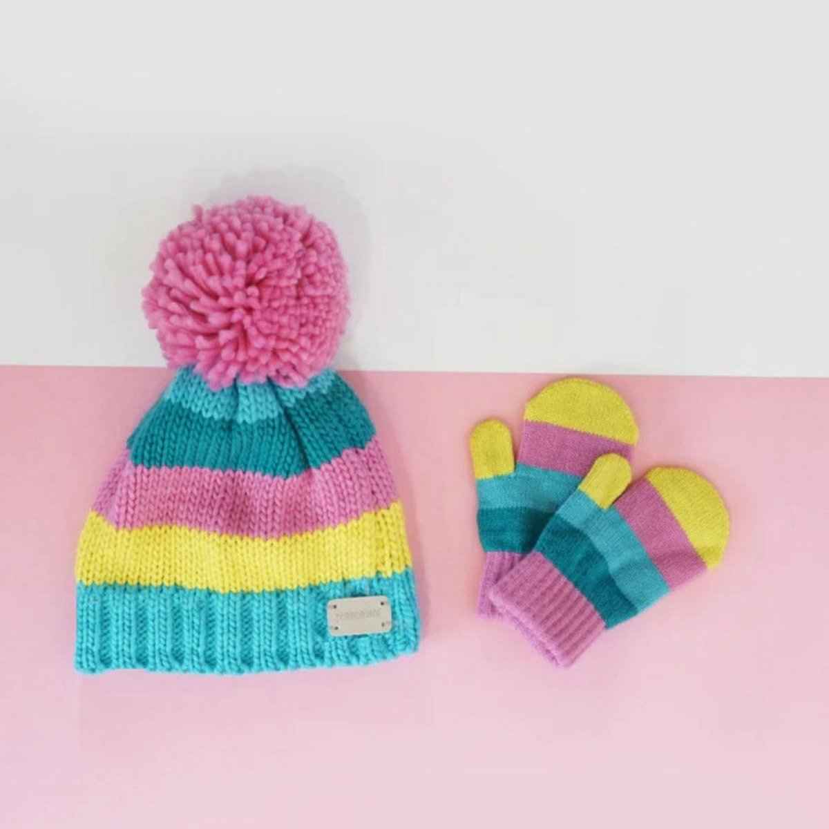 Blade & Rose Bright Striped Mittens 2-6 Years Blue/Red/Yellow