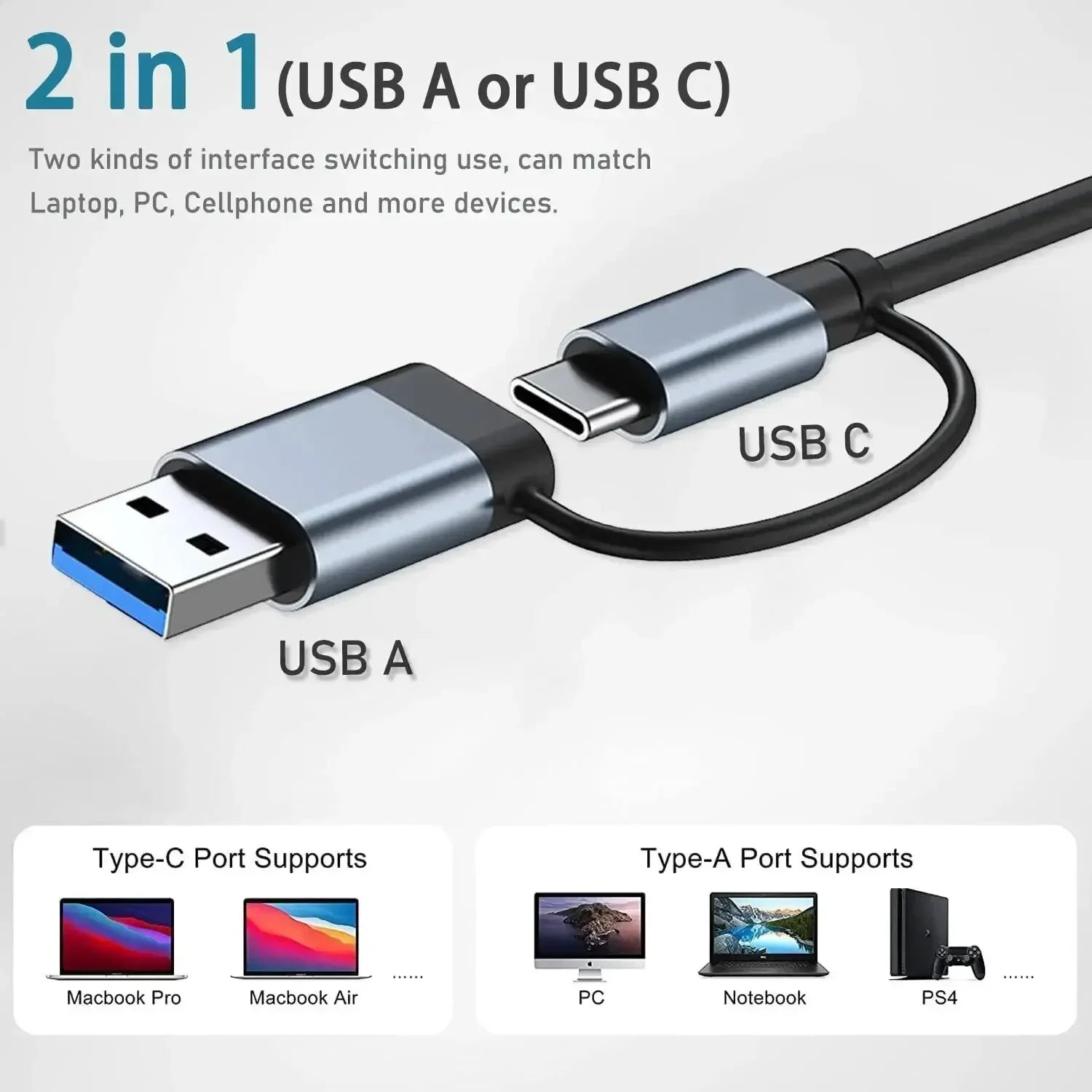 8 In 2 USB-C Hub With 3.0 SD/TF Card Reader Multi-Port Adapter For Laptop Tablet And Phone TypeC Docking Station For Office Work