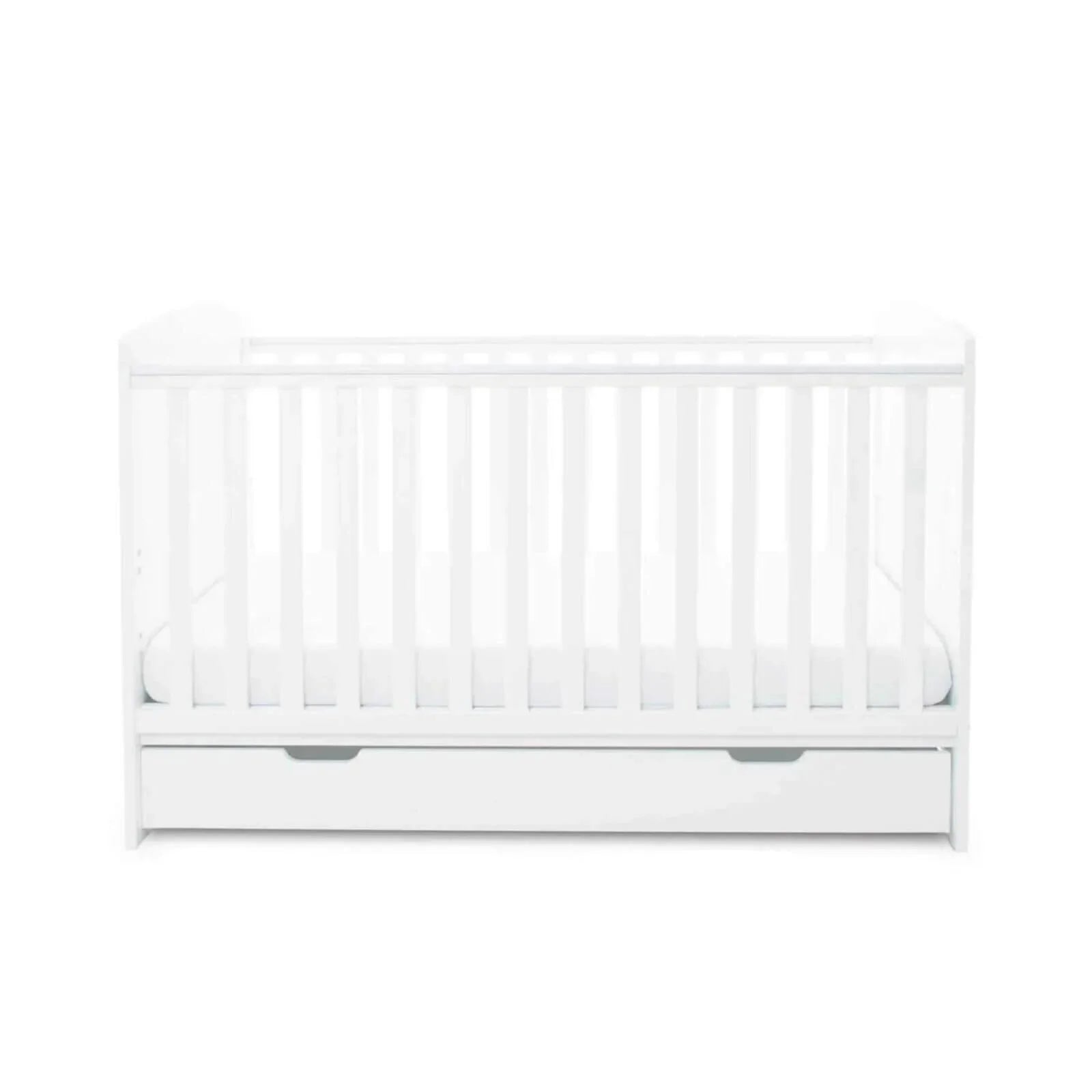 Ickle Bubba Coleby Classic Cot Bed & Under Drawer White - Premium Pocket Sprung Mattress
