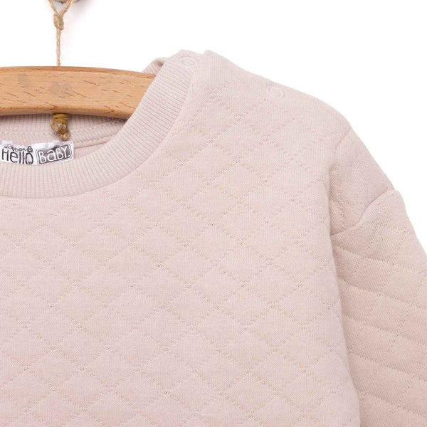 HelloBaby Newborn Quilted Sweatshirt-Footed Bottom - Grey