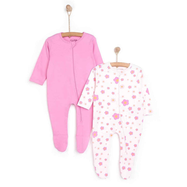 HelloBaby Newborn Girl Footed Jumpsuit - Pink