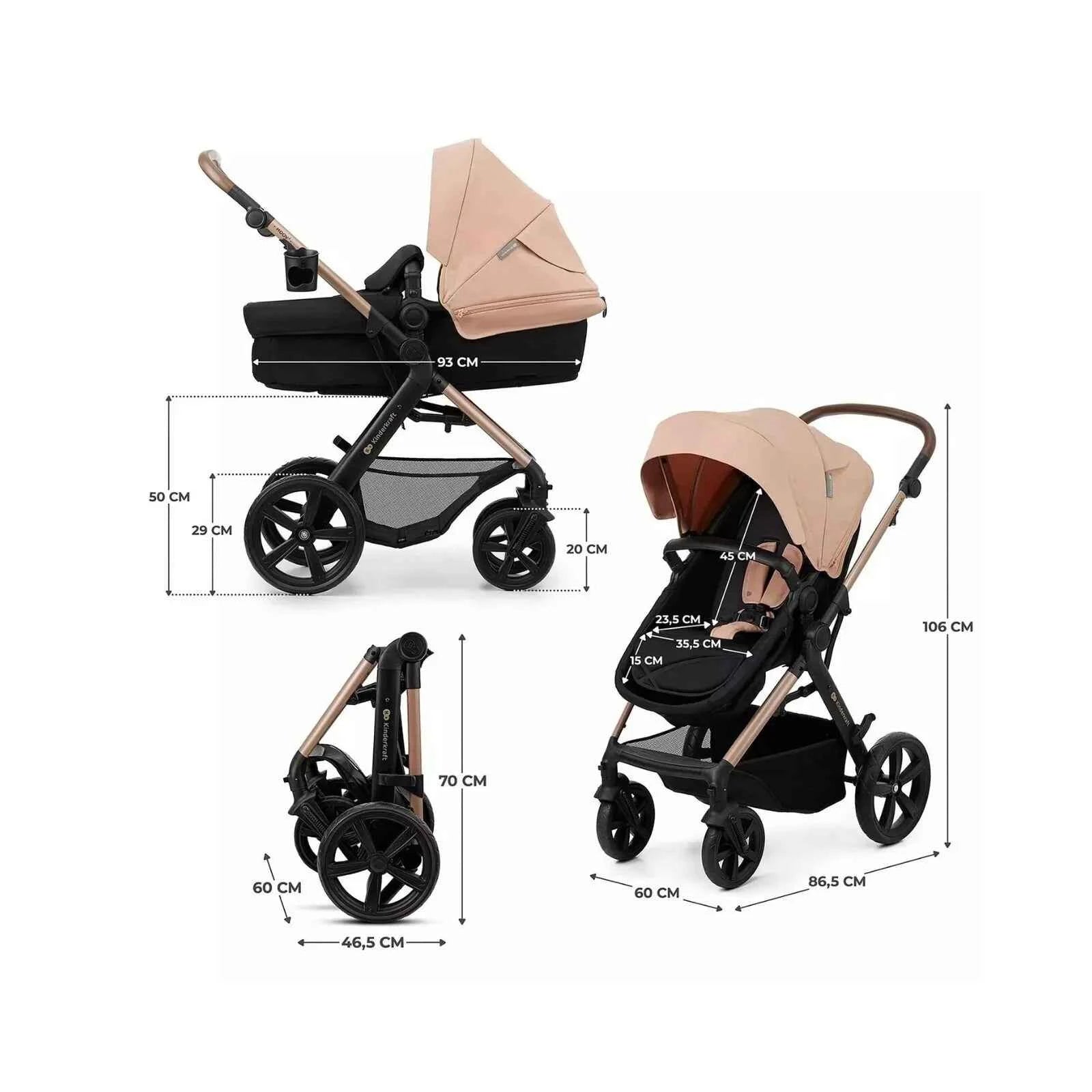 Kinderkraft Moov 2 3-in-1 Travel System - Beige