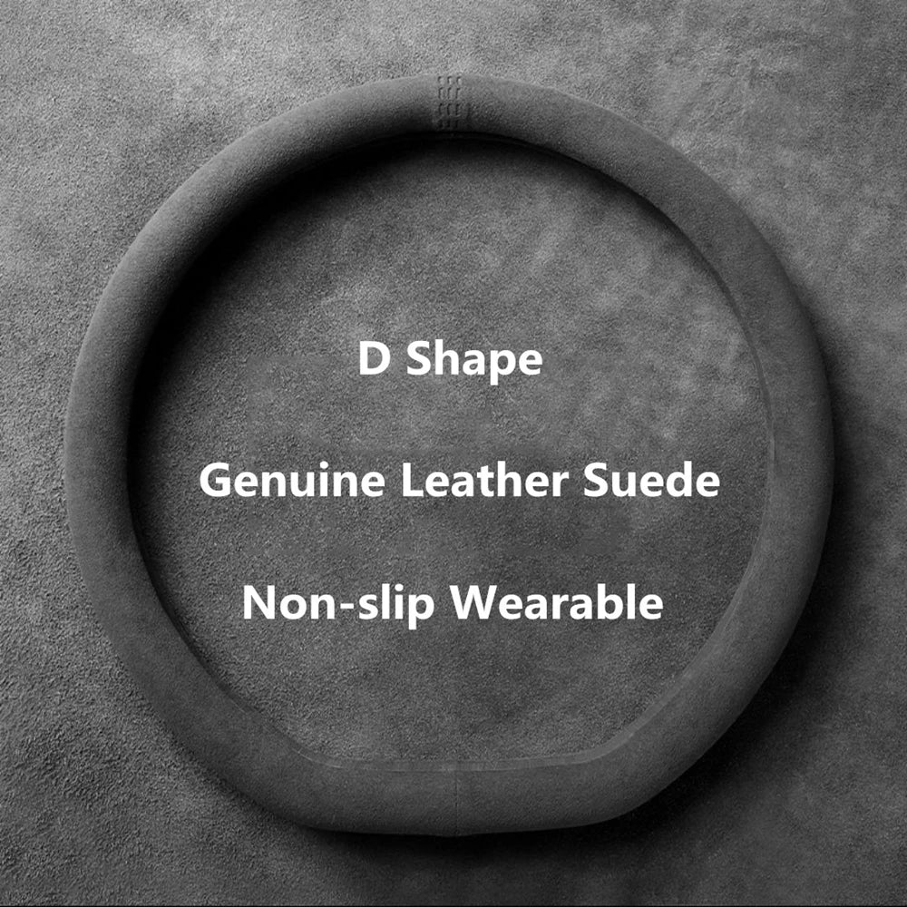 38cm Suede Leather Car Steering Wheel Cover Wear-Resistant For BMW E90 F01 F06 F10 F15 F16 F20 F21 F25 F26 F30 F32 F82 M3 G20 X5
