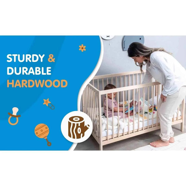 Kukka Natural Wood 2-Level Cot 60x120 cm