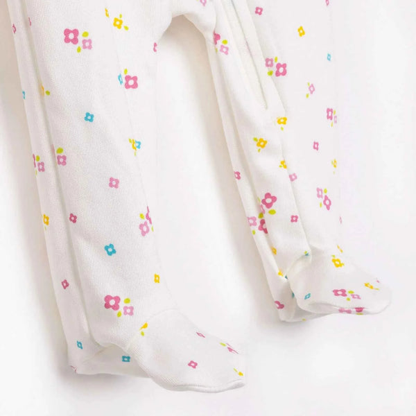 HelloBaby Newborn Girl Footed Jumpsuit - Ecru