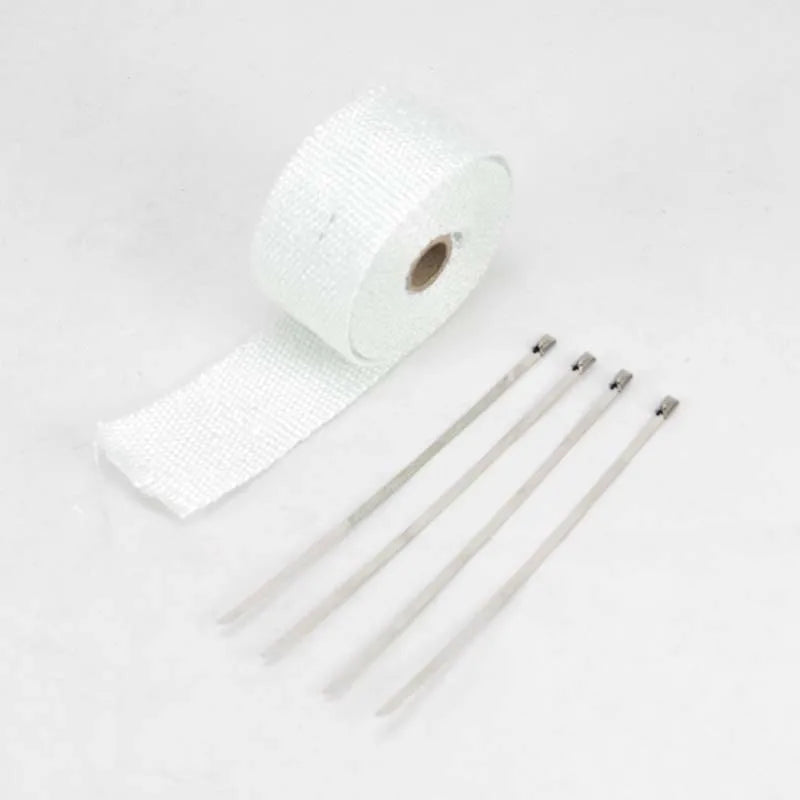 50mm*5M 5M Glass Fibe Car Motorcycle Exhaust Thermal Tape Header Heat Wrap Manifold Insulation Resistant with Glloves Steel Ties
