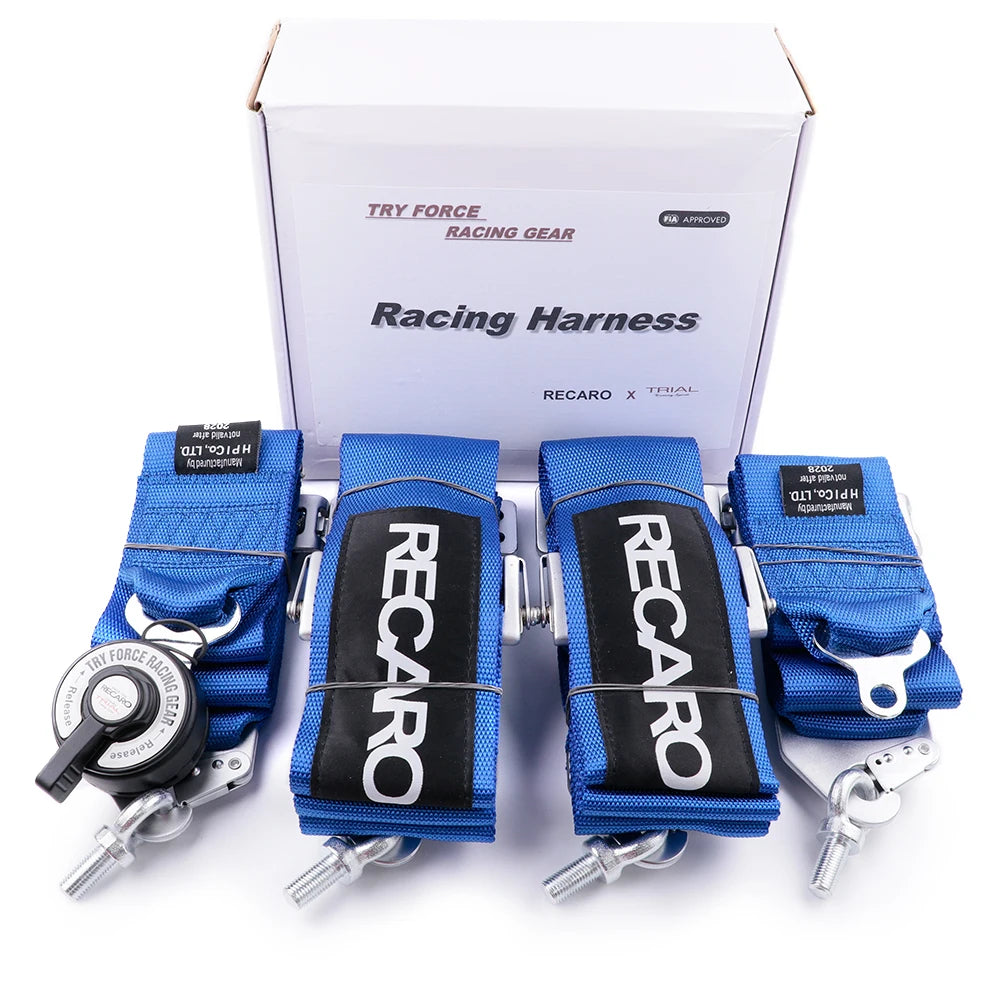 Racing JDM 4 Point 3 Inch Seat Belt Adjustable Sport Drift Snap-On Harness Quick Release Shoulder Strap Seatbelt for RECARO