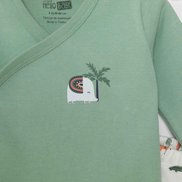 HelloBaby Baby Boy Footed Bottom & Hat & Jumpsuit - Ecru