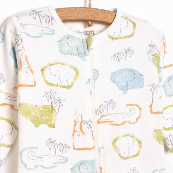 HelloBaby Newborn Boy Footed Jumpsuit - Ecru