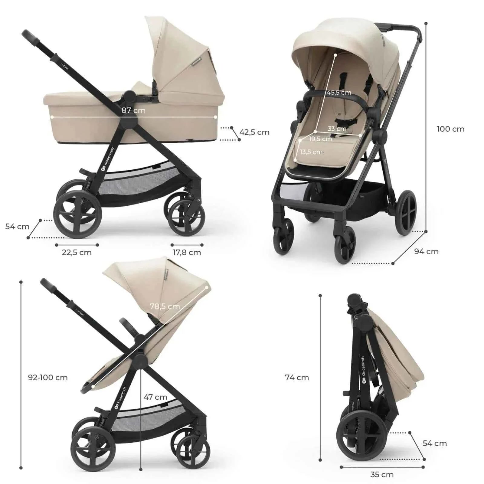Kinderkraft Newly Mink Pro 4-in-1 Travel System - Sand Beige