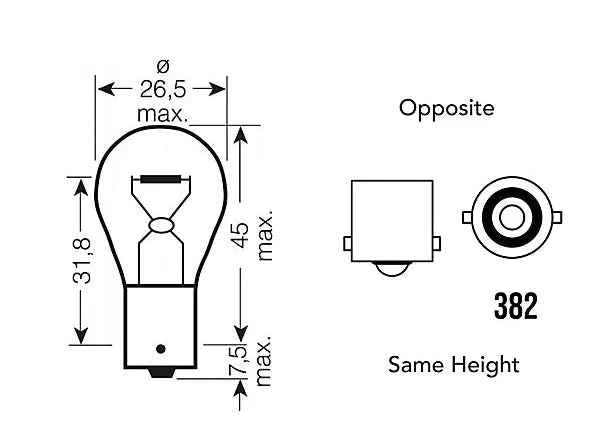 BriteVue 382 Reverse Light Bulb Upgrade – 6000K Ultra White LED (P21w | 1156 | BA15s)
