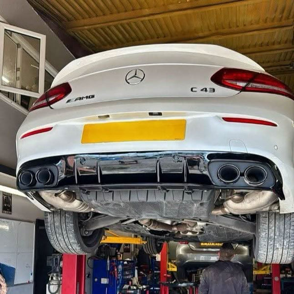 AMG Style Gloss Black Rear Diffuser & Exhaust Tips for Mercedes Benz W205 C Class & C63 Coupe 15-21