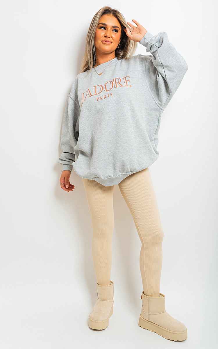 J'Adore Paris Print Oversized Jumper Top