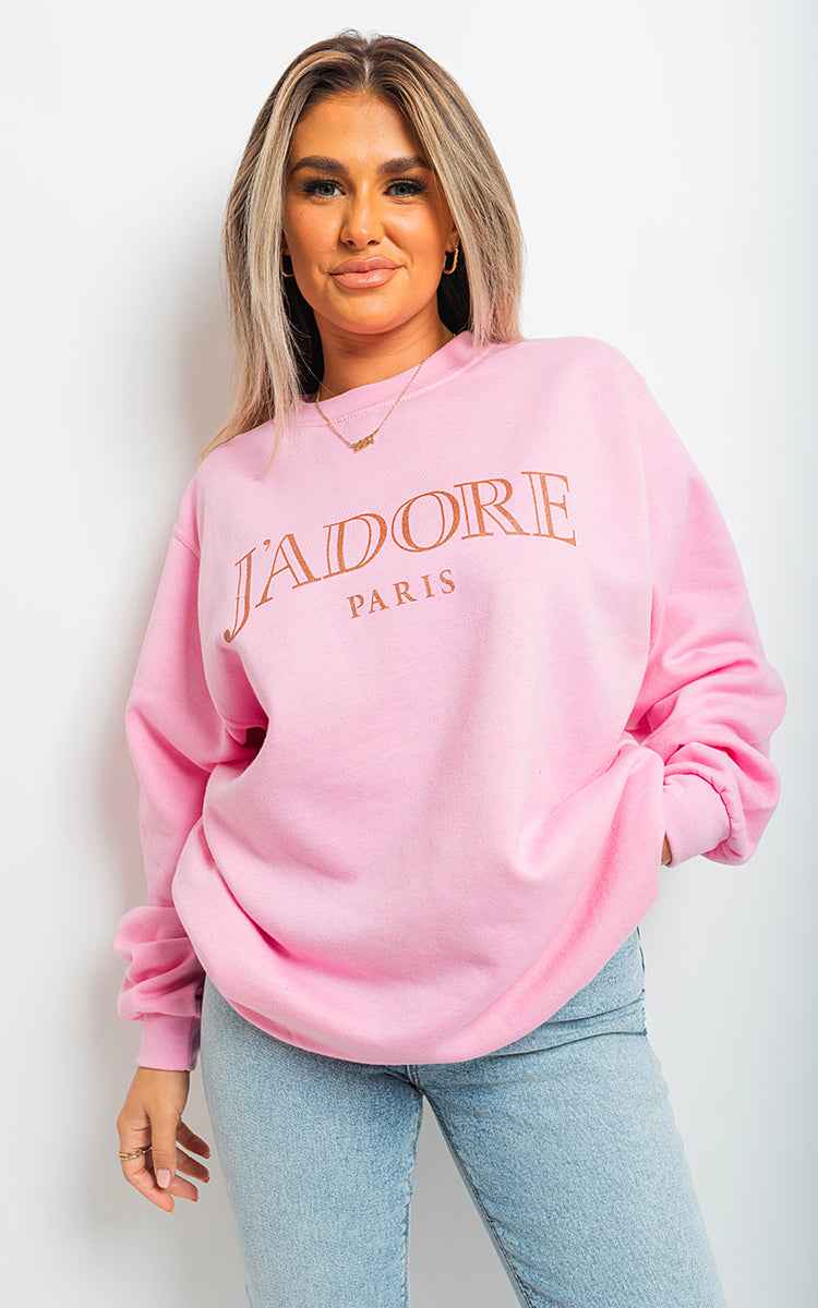 J'Adore Paris Print Oversized Jumper Top