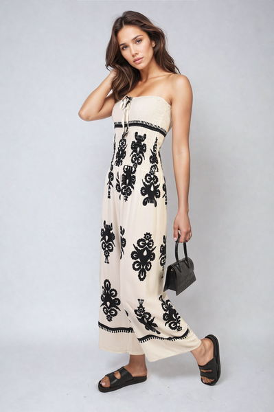 Printed Strapless Jumpsuit