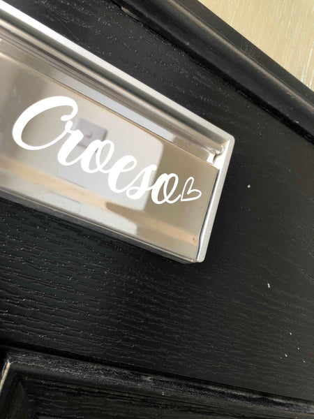 Croeso Welcome Welsh Heart Letter Box Door Decor House Sticker Label