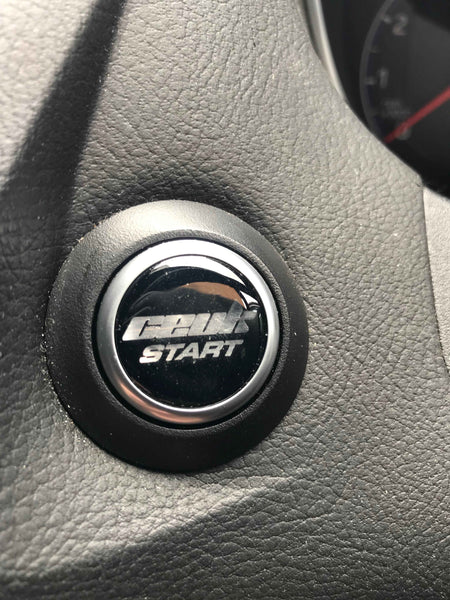 CEUK Logo Start Button Gel Overlay – Black & Chrome for MK7 Fiesta / MK3 Focus
