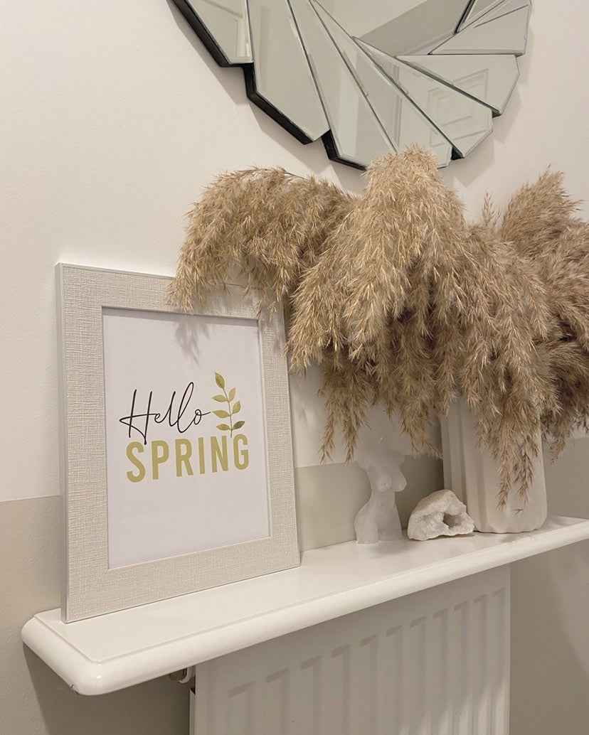 Hello Spring Green Foliage Spring Seasonal Wall Home Decor Print