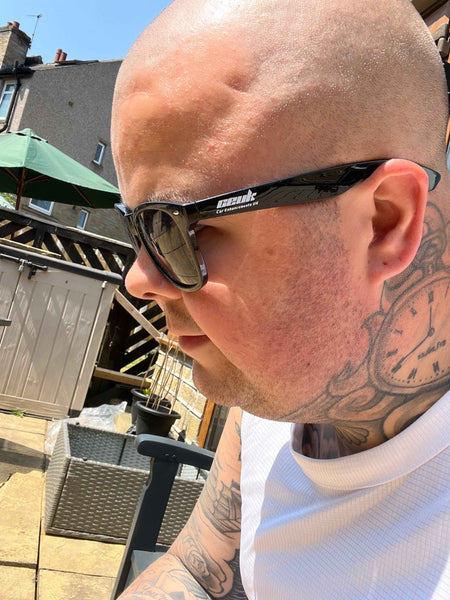 CEUK Branded Sunglasses – Black Frame with White Logo