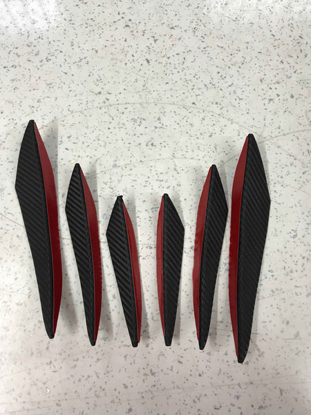 Universal 6-Piece Canard Set – No Drill | Carbon Look & Gloss Black Options