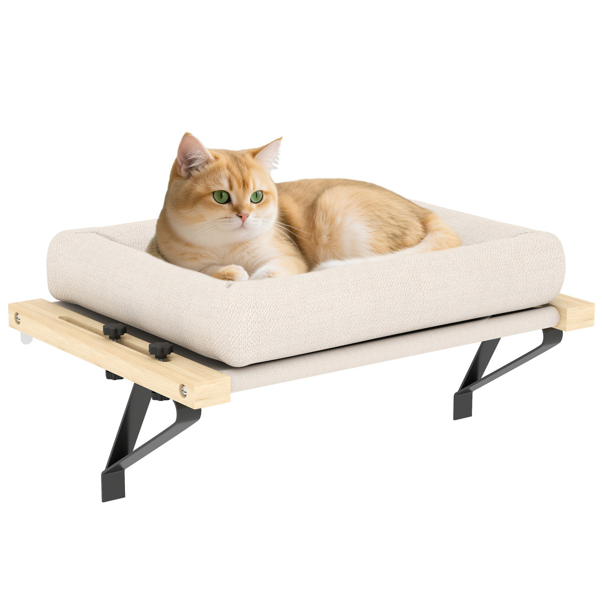 PawHut Cat Radiator Bed, Adjustable Hanging Cat Hammock with Cushion, Cream