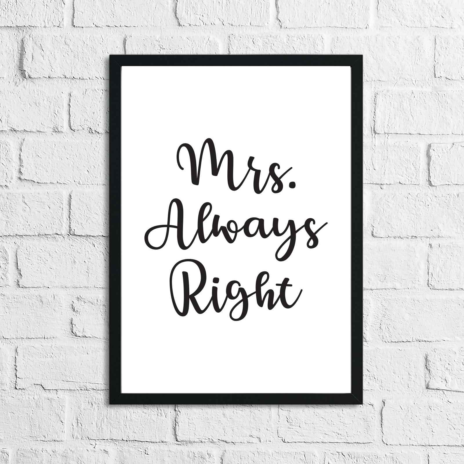 Mr Right Mrs Always Right Bedroom Simple Decor Set Of 2 Prints