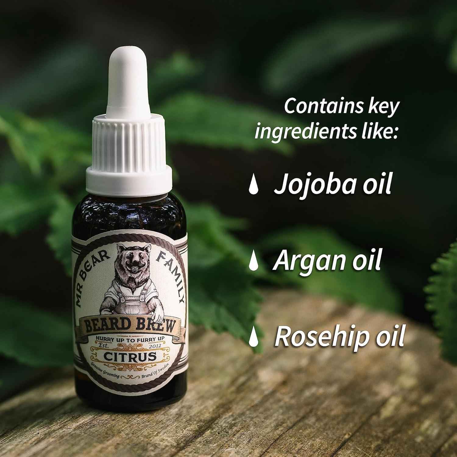 Beard Oil for Men Natural Jojoba Argan Moisturiser Softener 60ml Citrus