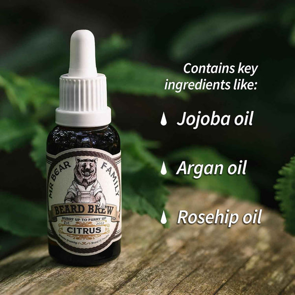 Beard Oil for Men Natural Jojoba Argan Moisturiser Softener 60ml Citrus