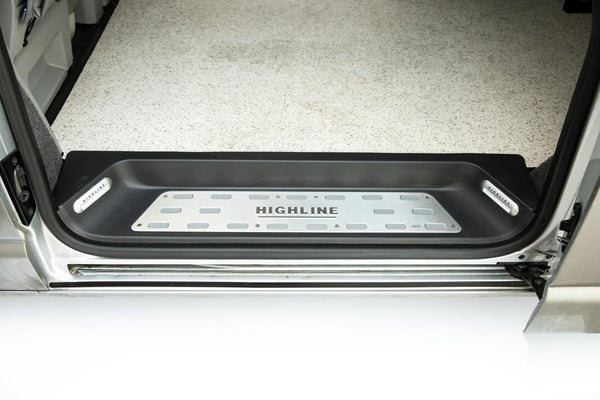 VW T6.1 Transporter Campervan Full Side Steps with Highline Inserts, Logo & LED – OEM Styling