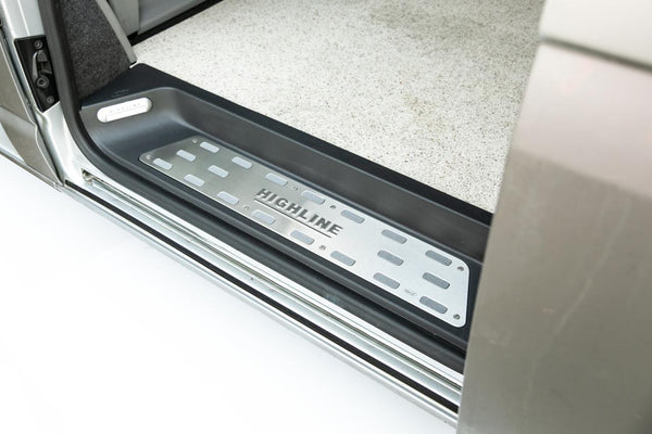 VW T6.1 Transporter Campervan Full Side Steps with Highline Inserts, Logo & LED – OEM Styling