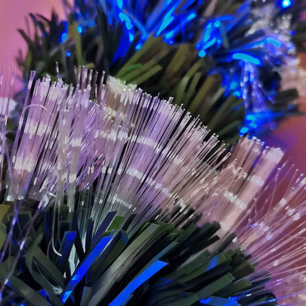 Artificial Christmas Tree 6ft Pre Lit 250 LED Fiber Optic Metal Stand Asinse
