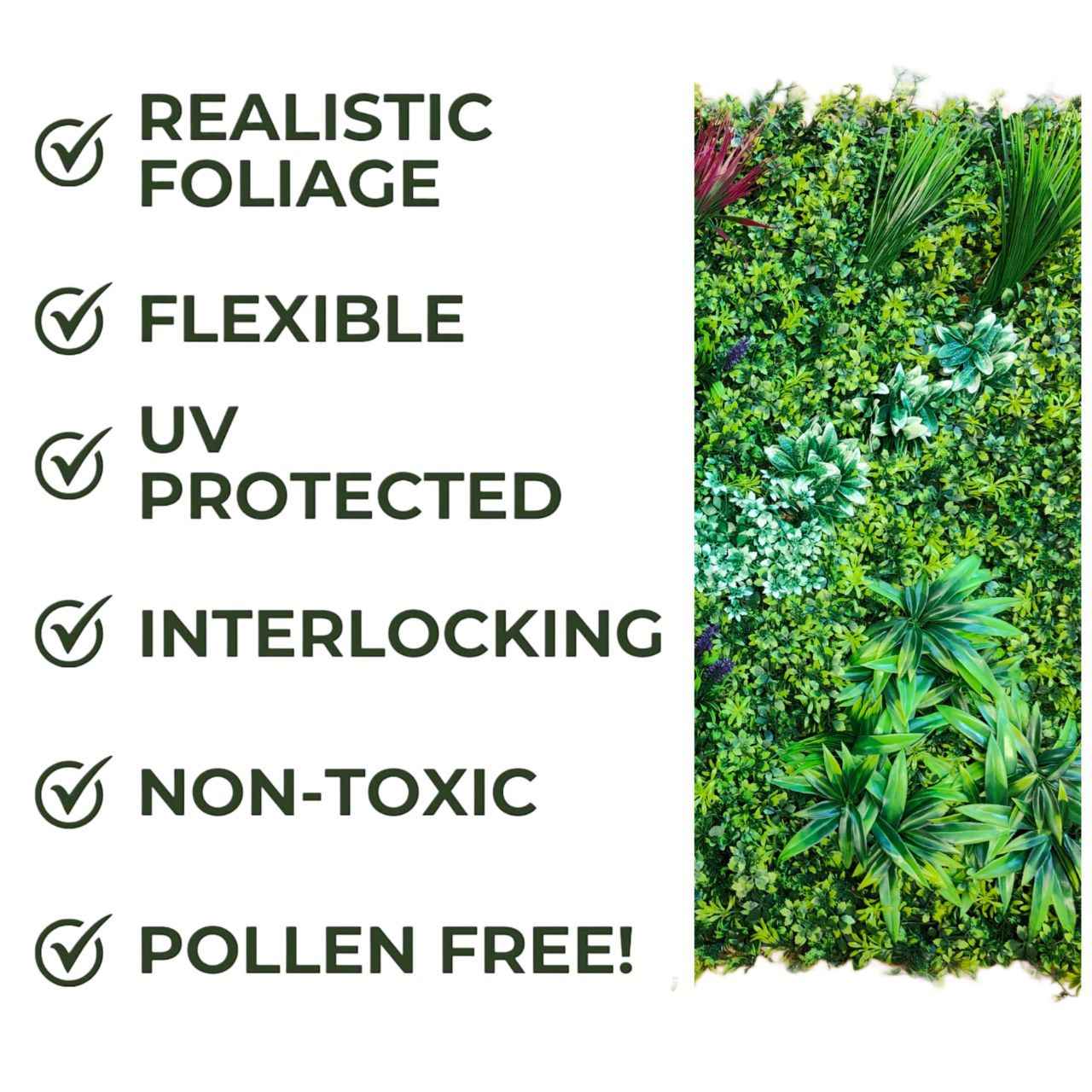 Artificial Green Wall Panel 100x100cm Backdrop Decor Plants Outdoor Garden